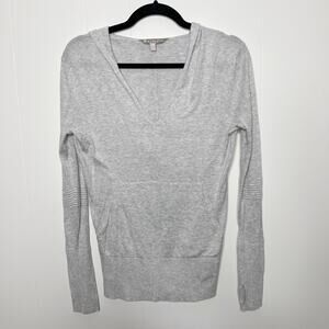 Athleta Enlighten Sweater Hoodie Heather Gray Lightweight Cotton Silk Pocket 2XS